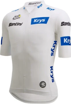 Santini 2024 Tour De France White Young Rider Race Cut 9440 Jersey -Cycling Clothing Store 2024 White Best Young Riders Tour De France Jersey Race Side 20023.1713150053