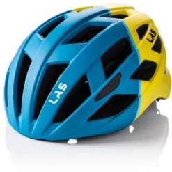 LAS ENIGMA Matt Petrol Blue Yellow - LED Rear Light Helmet